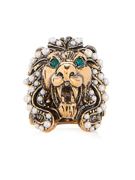 gucci lion ring green|gucci heart and cross ring.